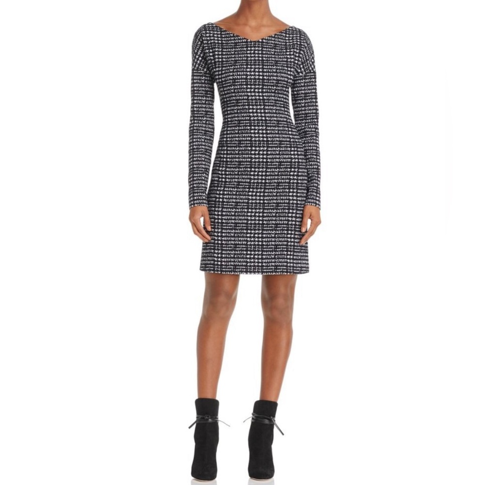 Theory Checked V-Neck Sheath Dress by Theory Size Small